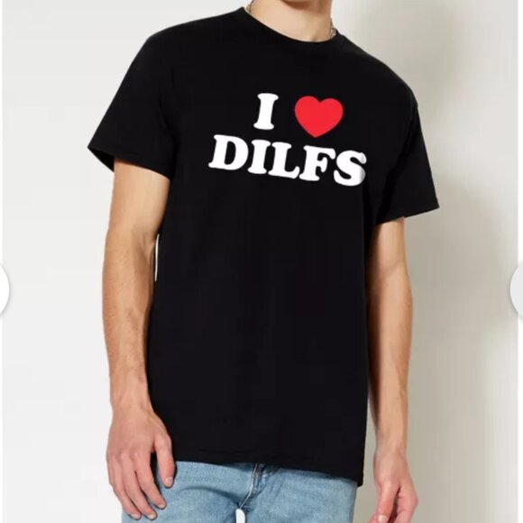 Spencer's Exclusive Official I Heart DILFS Logo Funny Black Tee Unisex Sz Small - Picture 7 of 12